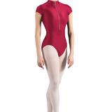 MIRELLA M5106LM WOMEN ZIP FRONT CAP SLEEVE LEOTARD