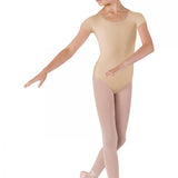 BLOCH CL5602 GIRLS SHORT SLEEVE DUJOUR ROUND NECK LEOTARD