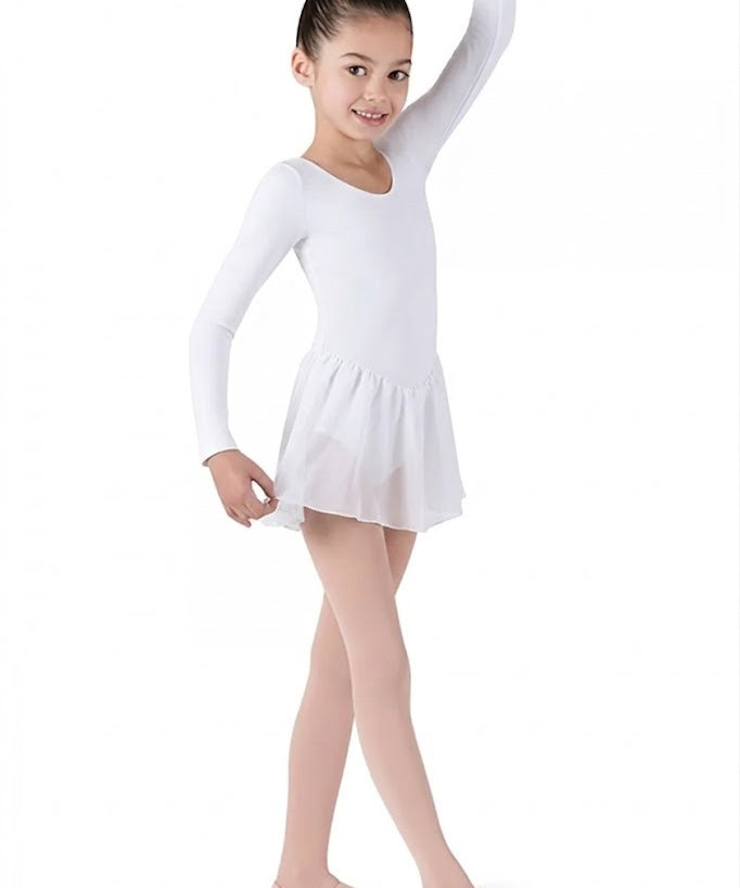 BLOCH CL5309 GIRLS LONG SLEEVE SKIRTED LEOTARD