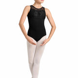 GIRLS MARCELLA SCALLOPED LACE FRONT OVERLAY TANK LEOTARD-DANSHUZ