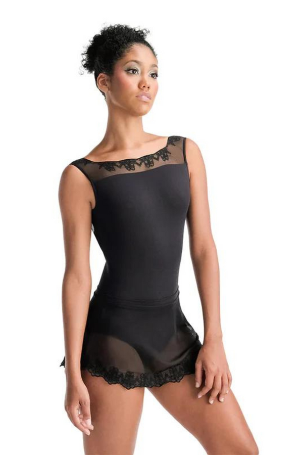 BALLET ROSA IVY WOMEN EMBROIDRED HEM MESH PULL ON SKIRT