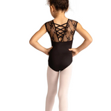 DANSHUZ 24101C GIRLS GILLIAN V-NECK BOW PRINT LEOTARD LEOTARD