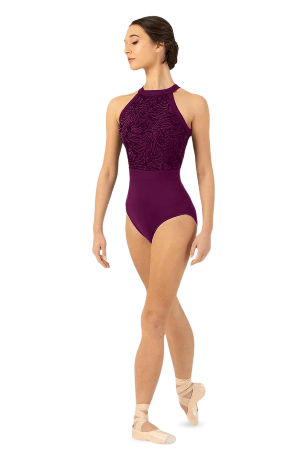 BLOCH L1085 WOMEN KAYLA MESH BODICE OPEN HALTER LEOTARD