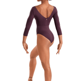 MIRELLA M60003LM WOMEN V-NECK 3/4 SLEEVE LEOTARD - The Dance Shoppe