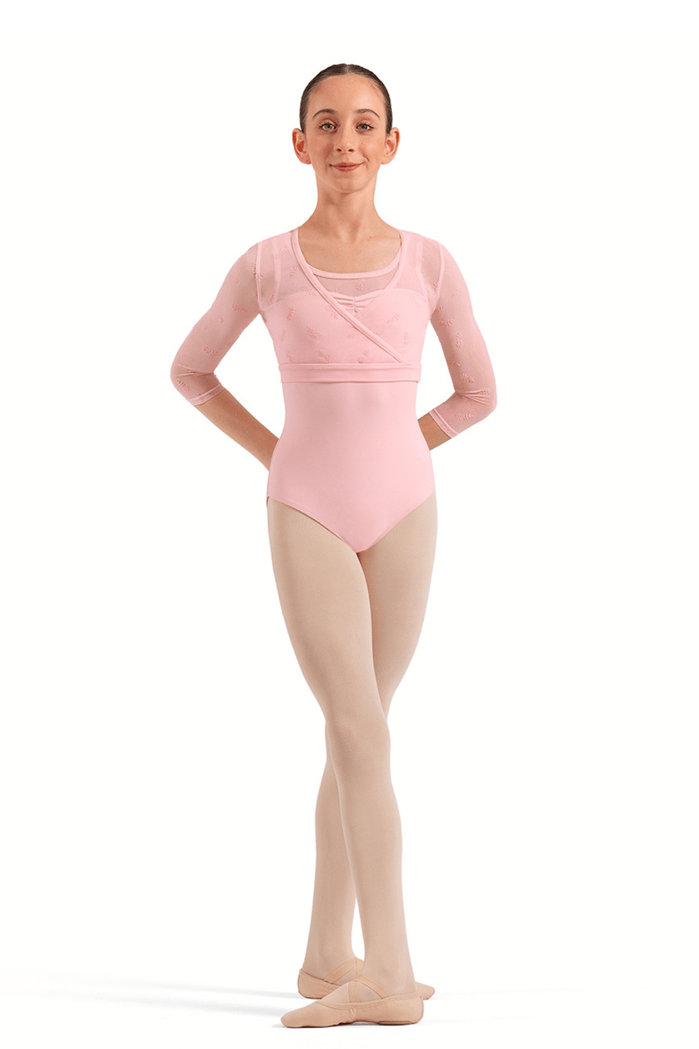 BLOCH CZ30035 GIRLS 3/4 SLEEVE WRAP TOP - The Dance Shoppe