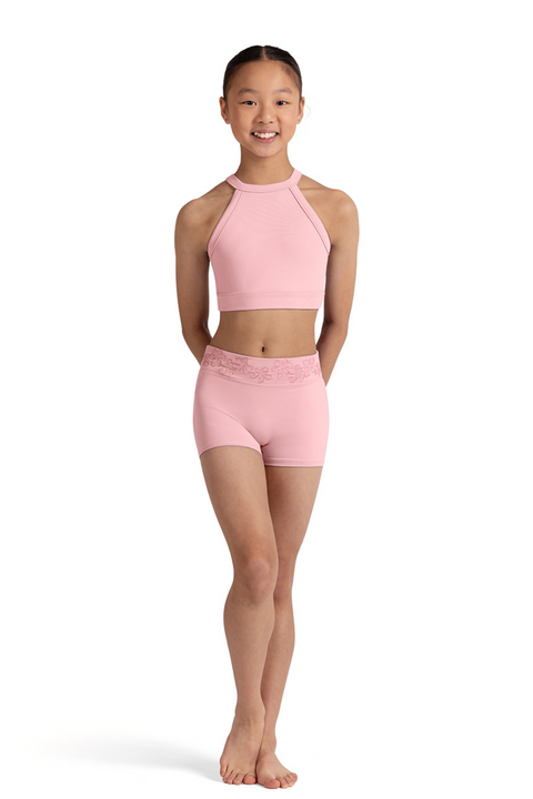BLOCH CZ30008 GIRLS EMB MESH CROP TOP