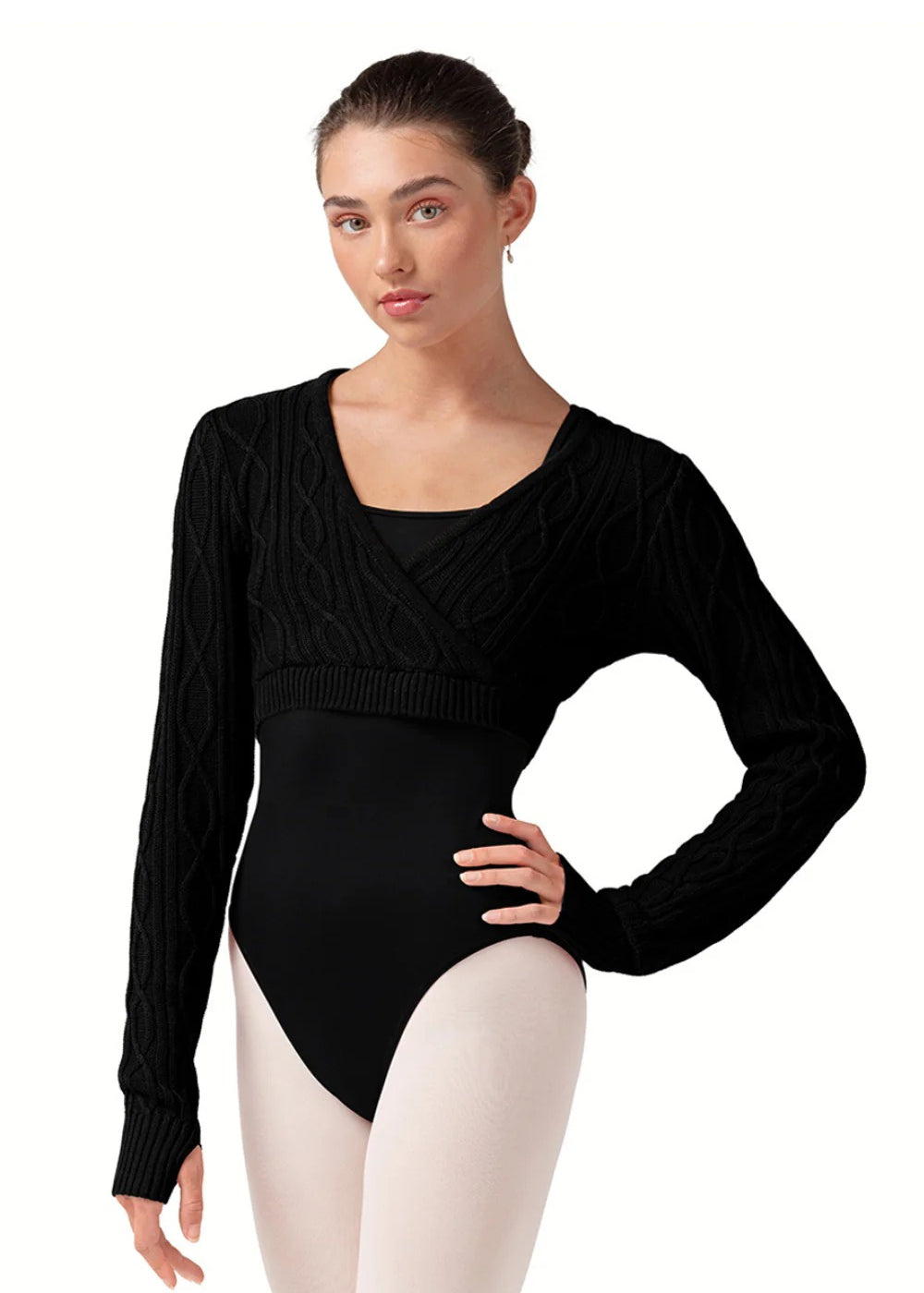 BLOCH Z30012 LADIES ATIYAH LONG SLEEVE WRAP TOP