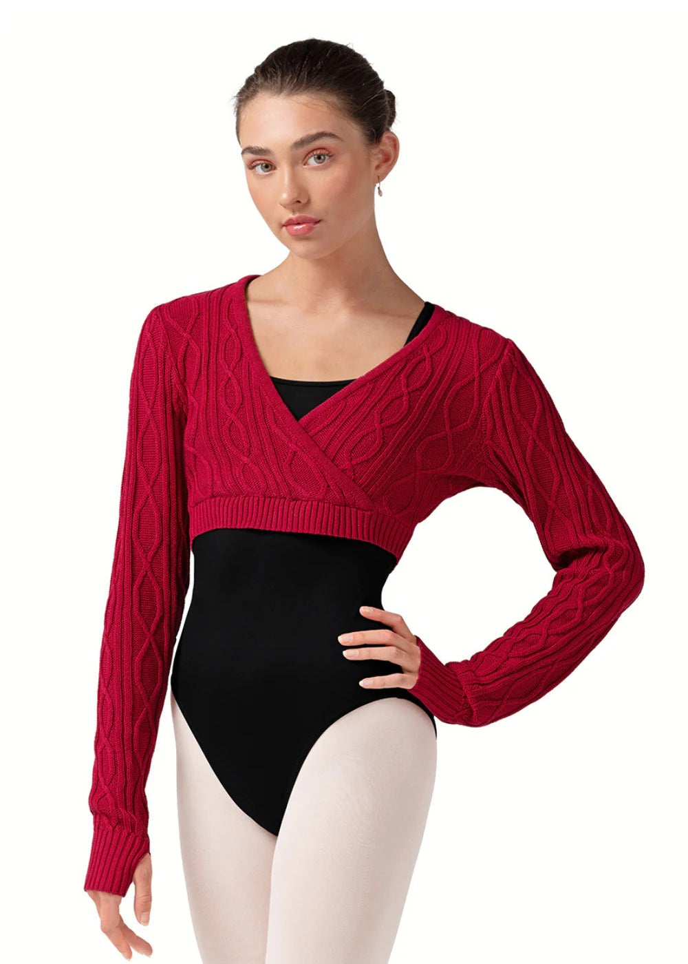 BLOCH Z30012 LADIES ATIYAH LONG SLEEVE WRAP TOP