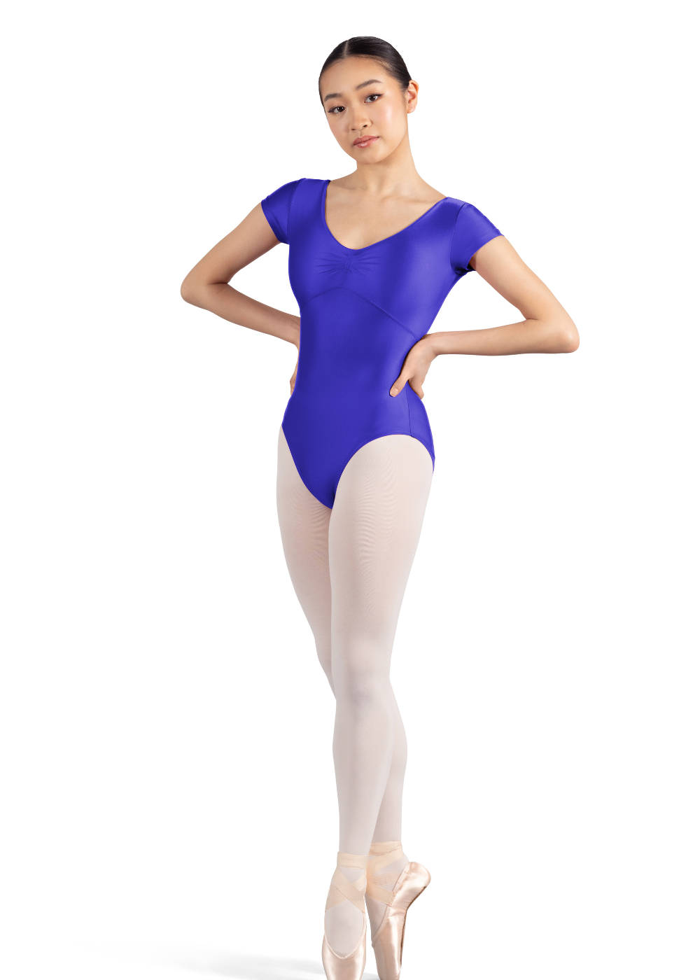 M3117LM WOMEN V-NECK CAP SLEEVE LEOTARD-MIRELLA