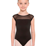 EUROTARD-41487C GIRLS SILHOUETTE MESH CAP SLEEVE LEOTARD