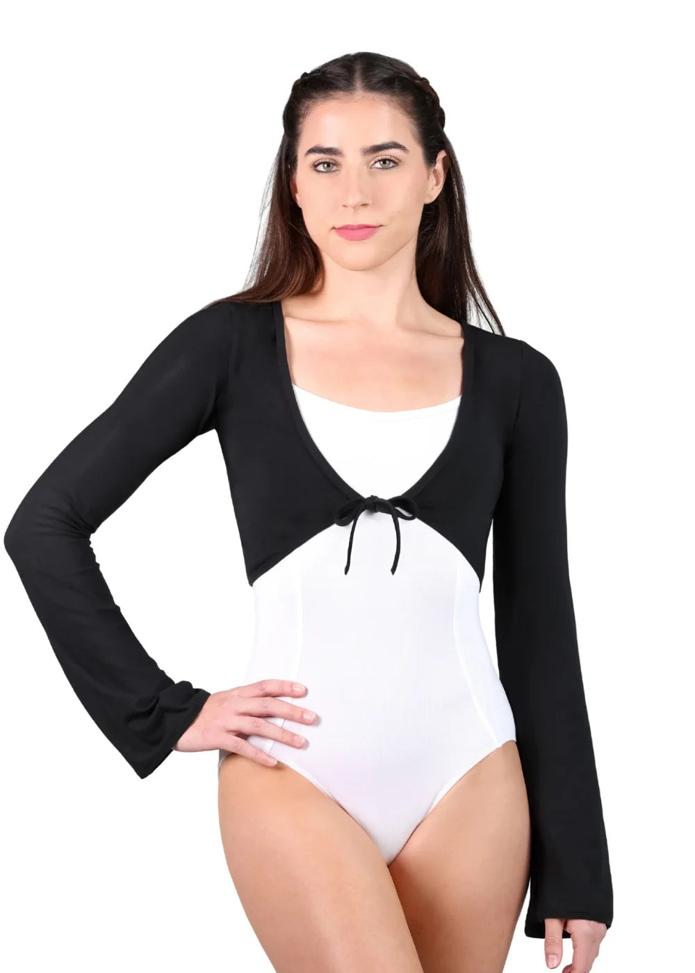 SUFFOLK 4019A WOMEN SPRING CHATEAU LACE TIE FRONT CROPPED TOP