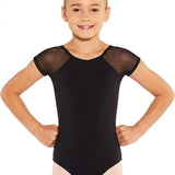 EUROTARD-41228 GIRLS SILHOUETTE MESH CAP SLEEVE LEOTARD
