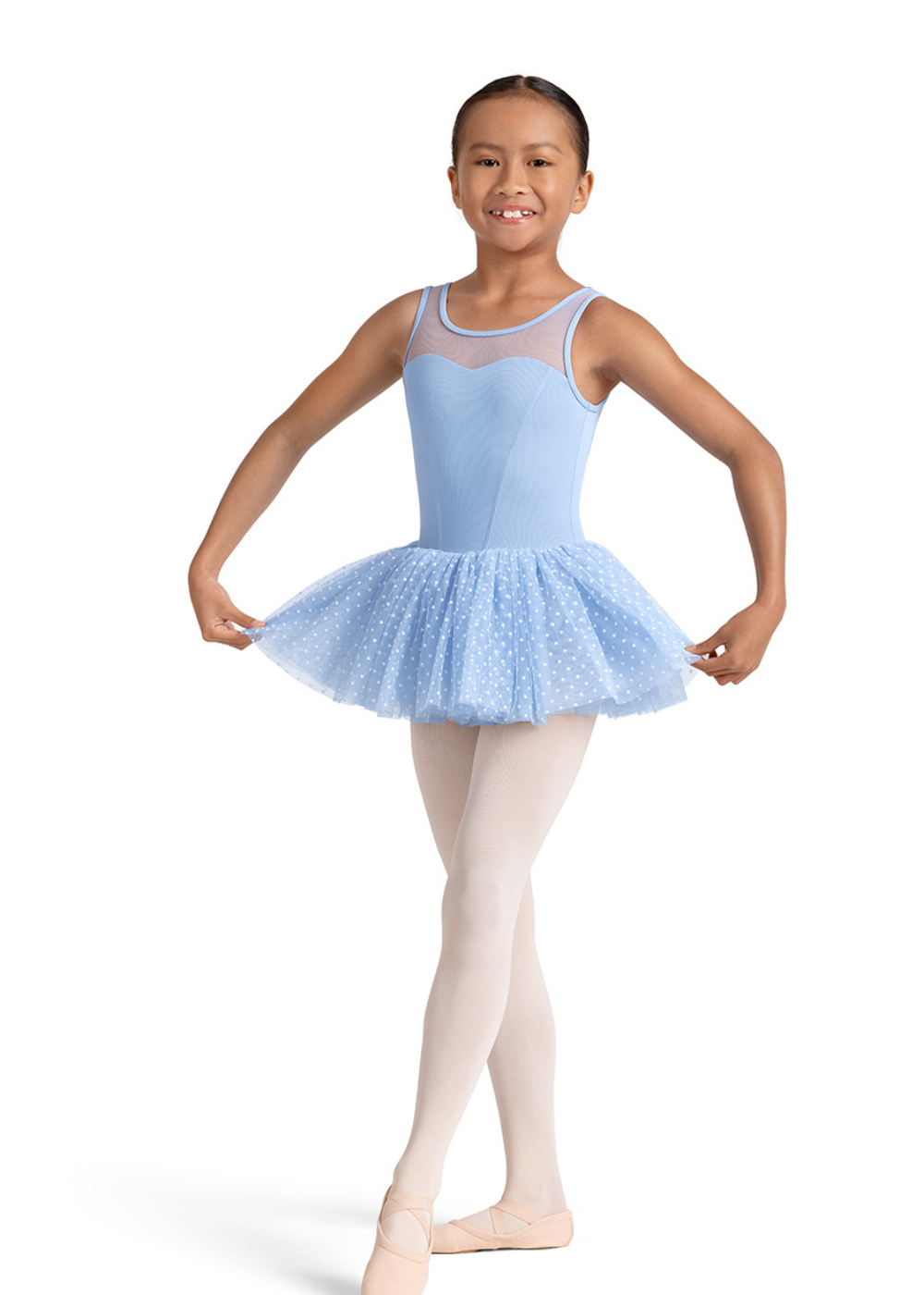 M50002C GIRLS MESH TANK TUTU LEOTARD DRESS-MIRELLA