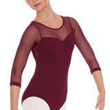 EUROTARD-41592 LADIES SILHOUETTE MESH 3/4 SLEEVE LEOTARD