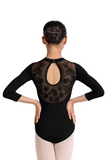 BLOCH CL60002 GIRLS EMBROIDERED 3/4 SLEEVE LEOTARD