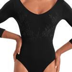 MIRELLA M60003LM WOMEN V-NECK 3/4 SLEEVE LEOTARD - The Dance Shoppe