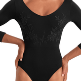 MIRELLA M60003LM WOMEN V-NECK 3/4 SLEEVE LEOTARD - The Dance Shoppe