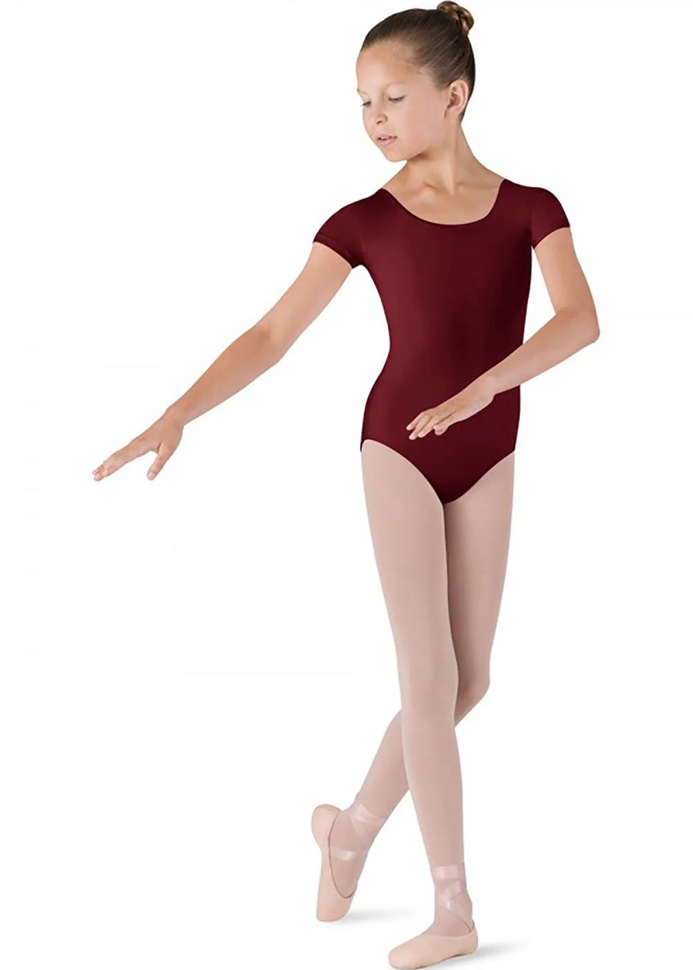 BLOCH CL5602 GIRLS SHORT SLEEVE DUJOUR ROUND NECK LEOTARD