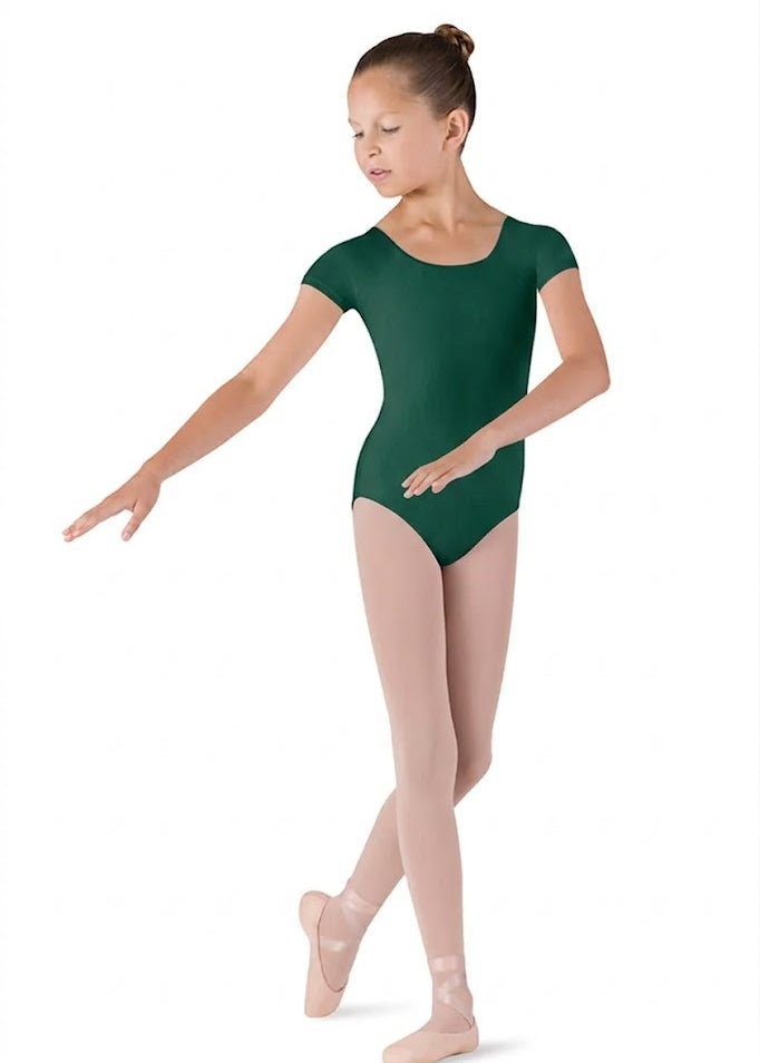 BLOCH CL5602 GIRLS SHORT SLEEVE DUJOUR ROUND NECK LEOTARD