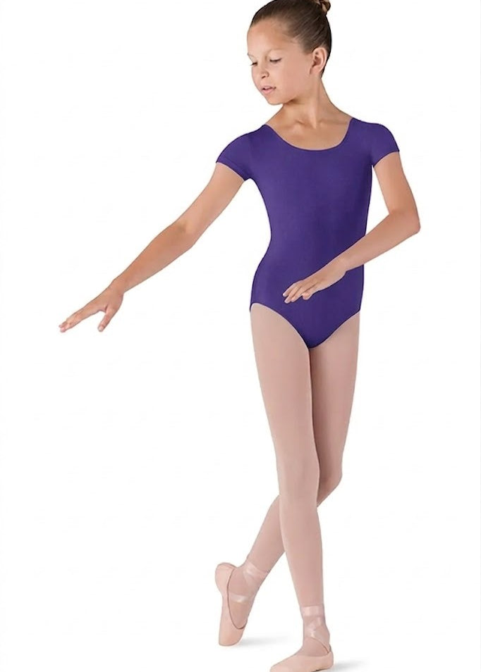 BLOCH CL5602 GIRLS SHORT SLEEVE DUJOUR ROUND NECK LEOTARD