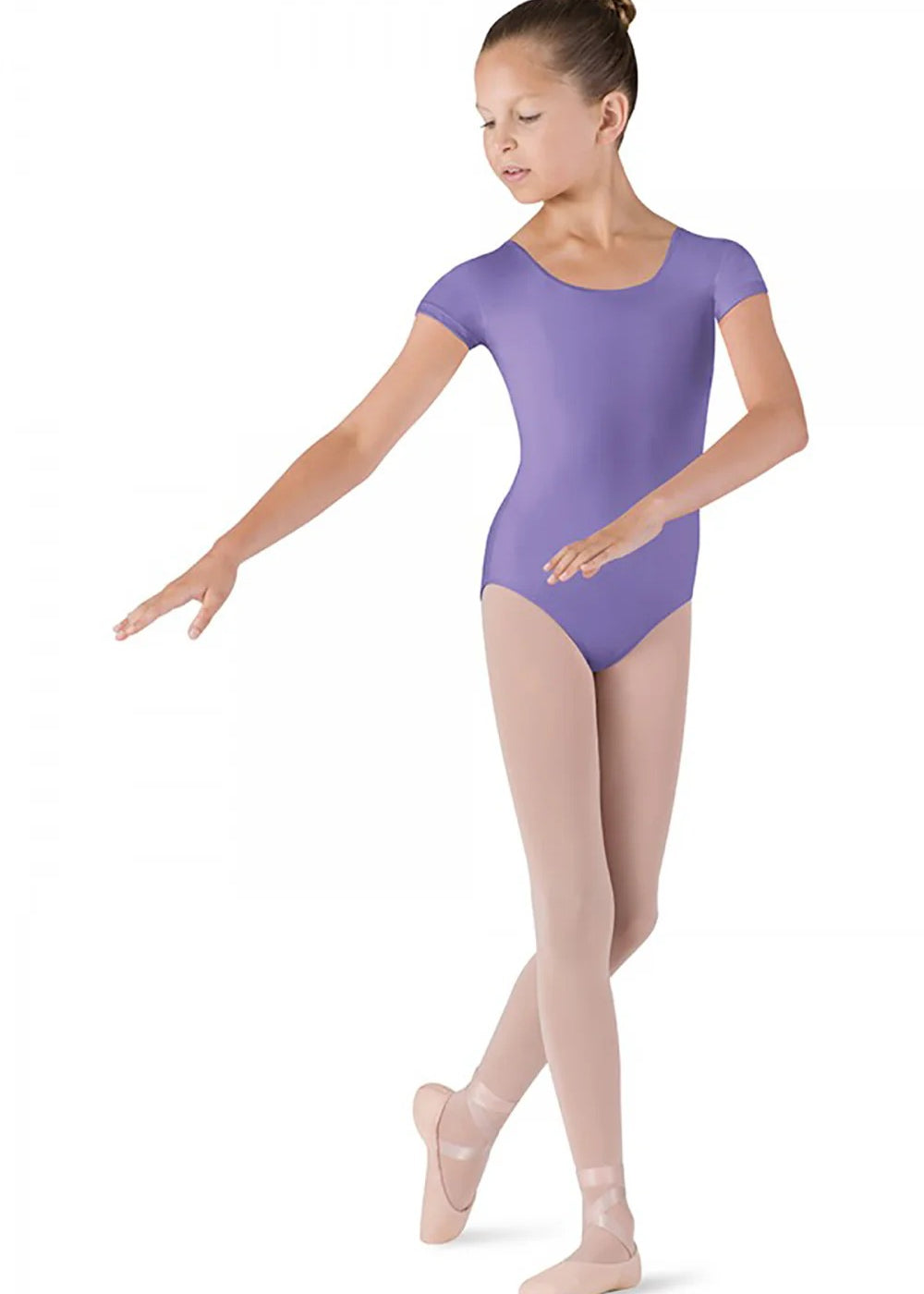 BLOCH CL5602 GIRLS SHORT SLEEVE DUJOUR ROUND NECK LEOTARD