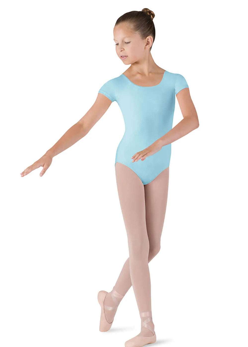 BLOCH CL5602 GIRLS SHORT SLEEVE DUJOUR ROUND NECK LEOTARD