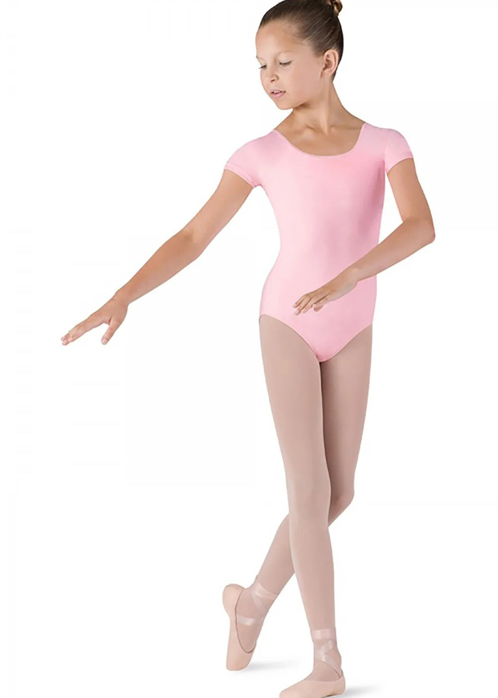 BLOCH CL5602 GIRLS SHORT SLEEVE DUJOUR ROUND NECK LEOTARD