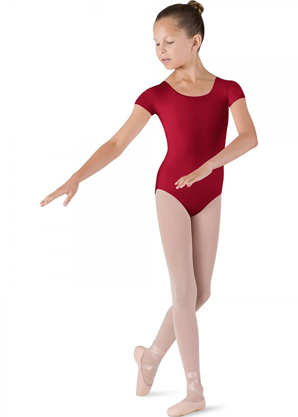 BLOCH CL5602 GIRLS SHORT SLEEVE DUJOUR ROUND NECK LEOTARD