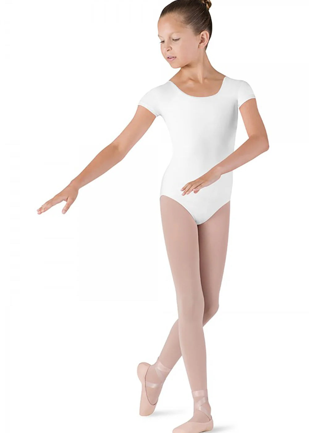 BLOCH CL5602 GIRLS SHORT SLEEVE DUJOUR ROUND NECK LEOTARD