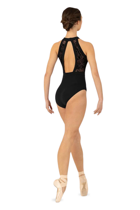 BLOCH L1085 WOMEN KAYLA MESH BODICE OPEN HALTER LEOTARD