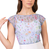 SO DANCA 4017A WOMEN GARDEN MESH CAP SLEEVE TOP