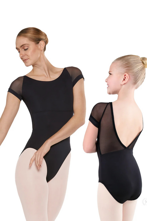 EUROTARD 41420C GIRLS SILHOUETTE MESH CAP SLEEVE LEOTARD