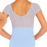 EUROTARD-41228 GIRLS SILHOUETTE MESH CAP SLEEVE LEOTARD