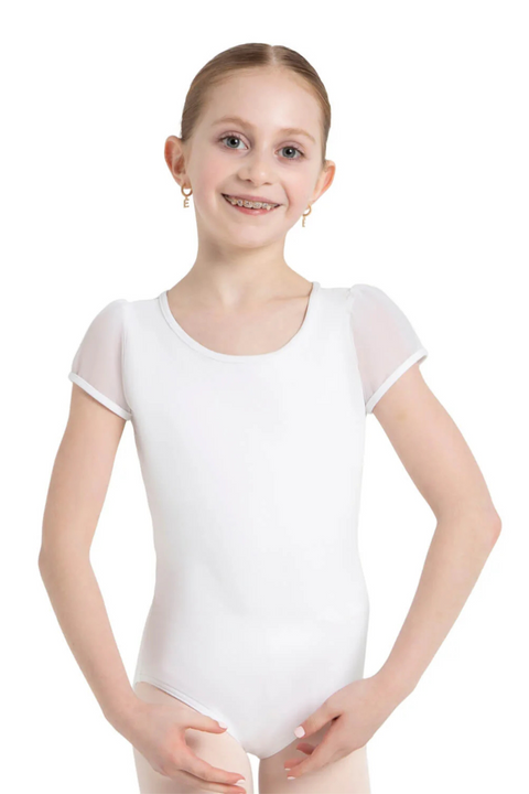 CAPEZIO 11311C GIRLS BACK KEYHOLE PUFF SLEEVE LEOTARD