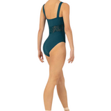 BLOCH L1297 SWEETHEART NECKLINE MESH PANELED WIDE STRAP CAMISOLE LEOTARD