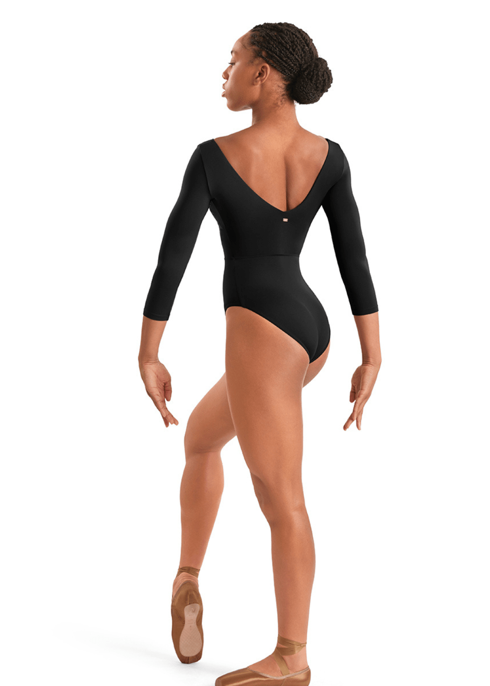 MIRELLA M60003LM WOMEN V-NECK 3/4 SLEEVE LEOTARD - The Dance Shoppe