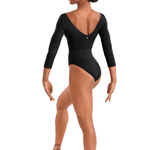 MIRELLA M60003LM WOMEN V-NECK 3/4 SLEEVE LEOTARD - The Dance Shoppe
