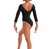 MIRELLA M60003LM WOMEN V-NECK 3/4 SLEEVE LEOTARD - The Dance Shoppe