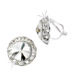 GLAMOUR GODDESS RHINESTONE CLIP-ON/PIERCED RIVOLI DANCE EARRINGS