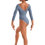 MIRELLA M60003LM WOMEN V-NECK 3/4 SLEEVE LEOTARD - The Dance Shoppe