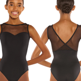 EUROTARD -1229C GIRLS SILHOUETTE MESH SWEETHEART TANK LEOTARD