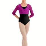BLOCH CZ30035 GIRLS 3/4 SLEEVE WRAP TOP - The Dance Shoppe