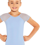 EUROTARD-41228 GIRLS SILHOUETTE MESH CAP SLEEVE LEOTARD