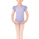 EUROTARD 4142 GIRLS SILHOUETTE MESH FLUTTER CAP SLEEVE LEOTARD