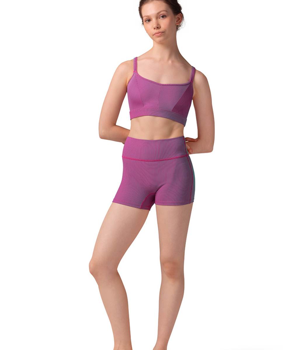 M90001L WOMEN STRIPED HIGH WAIST SHORT-MIRELLA