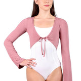 SUFFOLK 4019A WOMEN SPRING CHATEAU LACE TIE FRONT CROPPED TOP