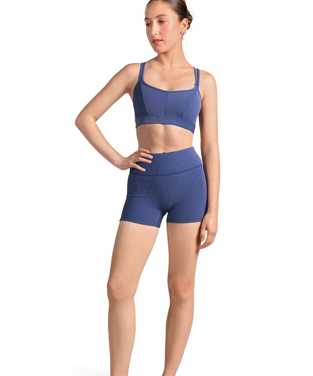 M90001L WOMEN STRIPED HIGH WAIST SHORT-MIRELLA