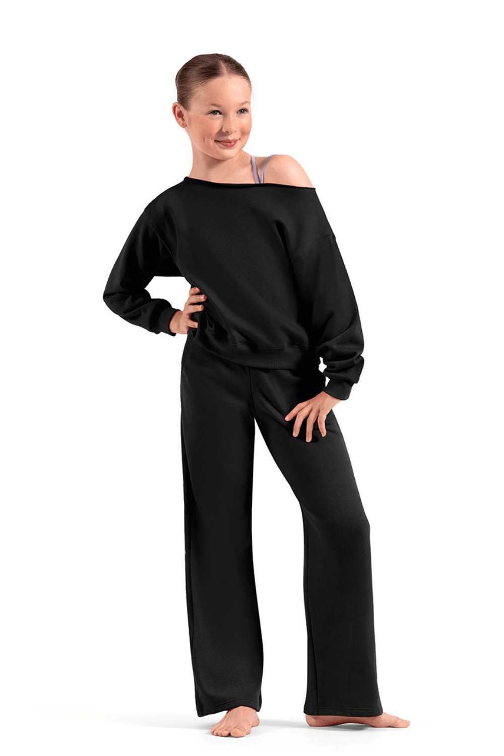 MIRELLA M30022C GIRLS OFF SHLDR SWEATSHIRT - The Dance Shoppe
