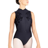 BALLET ROSA CHABLIS WOMEN ZIP-FRONT FLOCK MOTIF FULL BACK LEOTARD