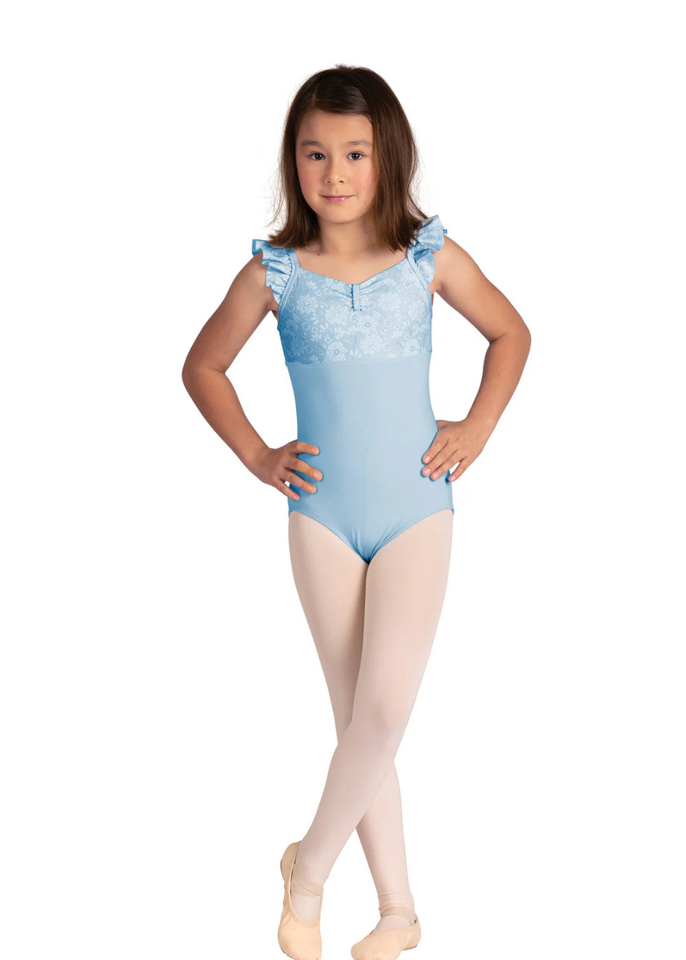 GIRLS BROOKE PINCH FRONT NECK TANK LEOTARD-DANSHUZ